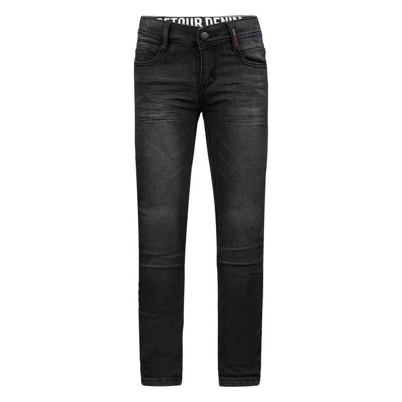Jongens Spijkerbroek Luigi skinny fit van Retour in de kleur dark grey denim in maat 176.