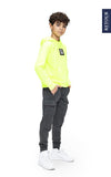 Jongens Sweat pants Joshua check van Retour in de kleur antra melange in maat 158/164.