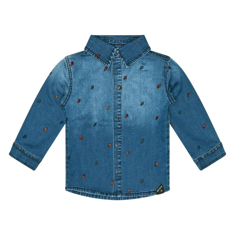Jongens Blouse Divo van Retour in de kleur medium blue denim in maat 86.