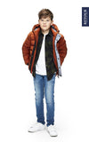 Jongens Jacket Lion van Retour  in de kleur brique in maat 134/140.