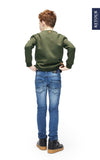 Jongens Sweater crewneck Sef van Retour in de kleur deep olive in maat 158/164.