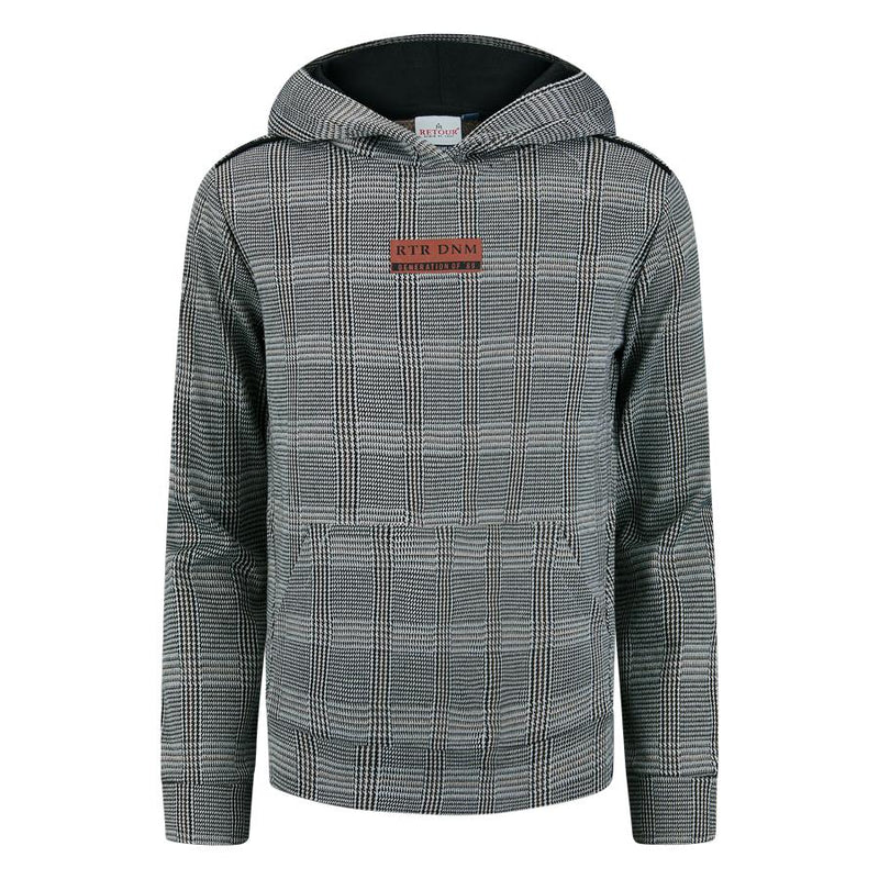 Jongens Hooded sweater check Jelle van Retour in de kleur black in maat 158/164.