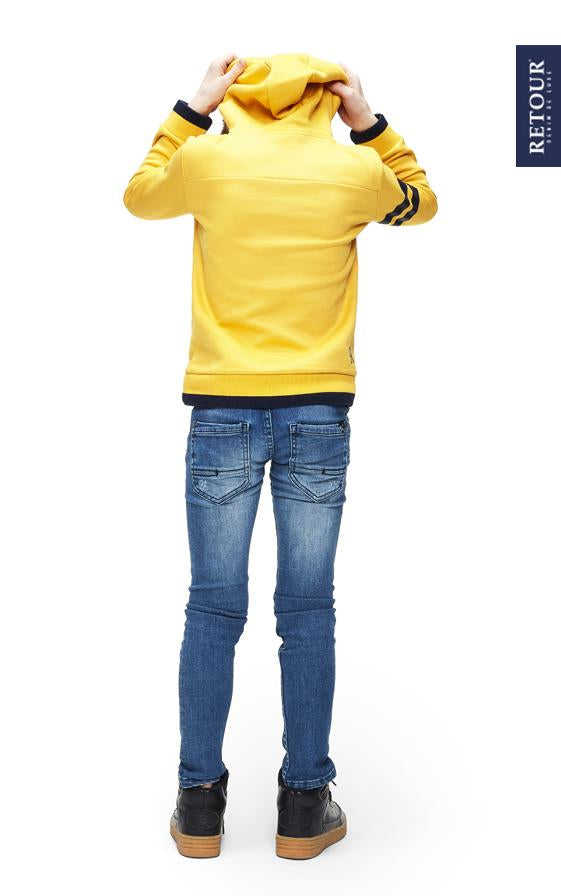 Jongens Hooded sweater Hidde van Retour in de kleur deep yellow in maat 158/164.