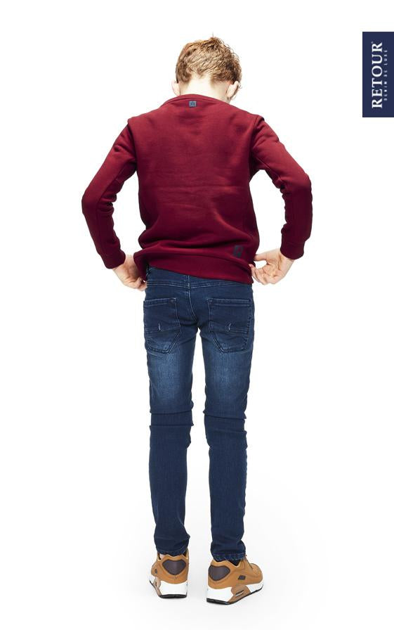 Jongens Sweater crewneck Colin van Retour in de kleur bloodstone red in maat 158/164.