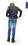 Jongens Sweater zipper Dolf van Retour in de kleur grey marl in maat 158/164.
