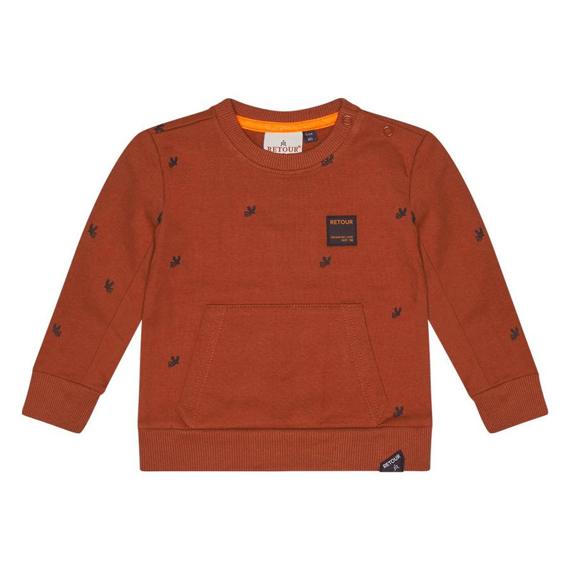 Jongens Sweater Kenji van Retour in de kleur brique in maat 86.