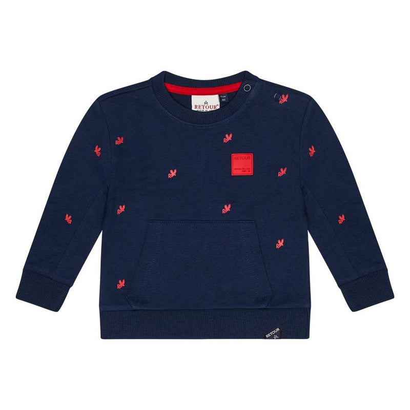 Jongens Sweater Kenji van Retour in de kleur dark navy in maat 86.