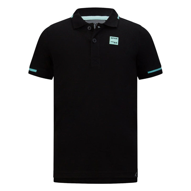 Jongens Polo SS Lucas Black van Retour in de kleur Black in maat 158/164.