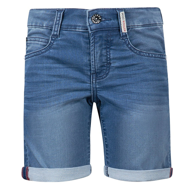 Jongens Jeansshort Loeks Light Blue Denim van Retour in de kleur Light Blue Denim in maat 164.