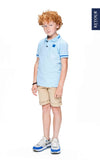 Jongens Polo Lucas van Retour in de kleur soft blue in maat 158-164.