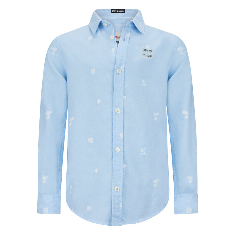 Jongens Blouse Jurgen van Retour in de kleur soft blue in maat 158-164.