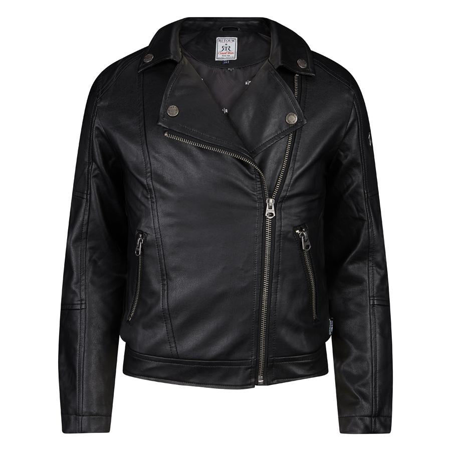 Meisjes Fake leather jacket Hauke van Retour Jeans in de kleur Black in maat 134/140.