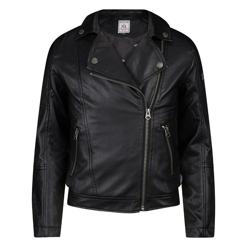 Meisjes Fake leather jacket Hauke van Retour Jeans in de kleur Black in maat 134/140.