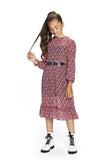 Meisjes Long dress AOP Kylie van RETOUR in de kleur brique in maat 170/176.