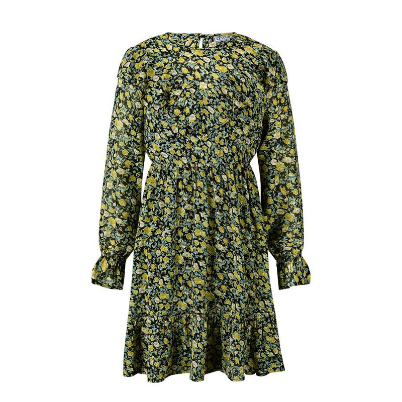 Meisjes Dress long sleeve AOP Josi van RETOUR in de kleur black in maat 170/176.