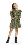 Meisjes Dress long sleeve AOP Josi van RETOUR in de kleur black in maat 170/176.