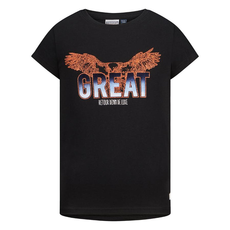 Meisjes T-shirt Isabella van RETOUR in de kleur black in maat 170/176.
