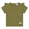 Meisjes T-shirt with ruffles Angel van RETOUR in de kleur light khaki in maat 86.