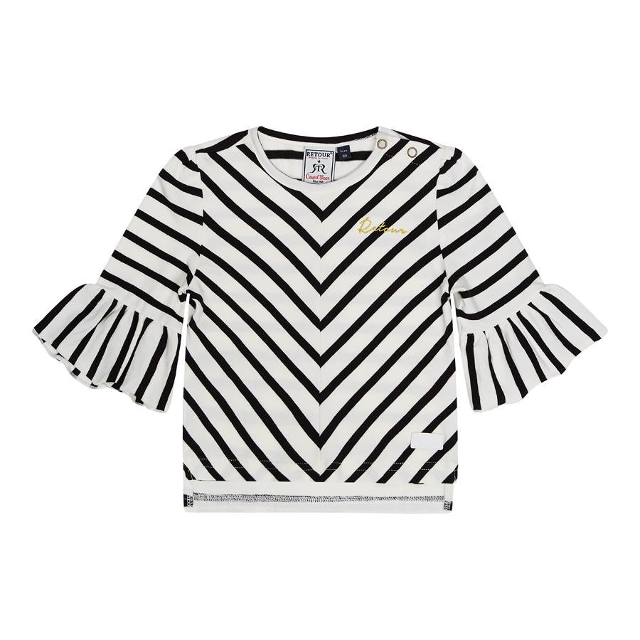 Meisjes Shirt with stripes Carlotta van RETOUR in de kleur off-white in maat 86.