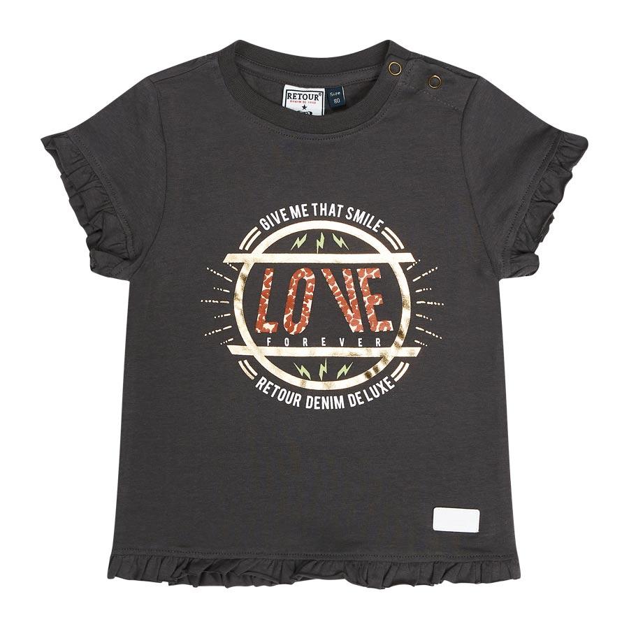 Meisjes T-shirt Love Amelie van RETOUR in de kleur antra in maat 86.