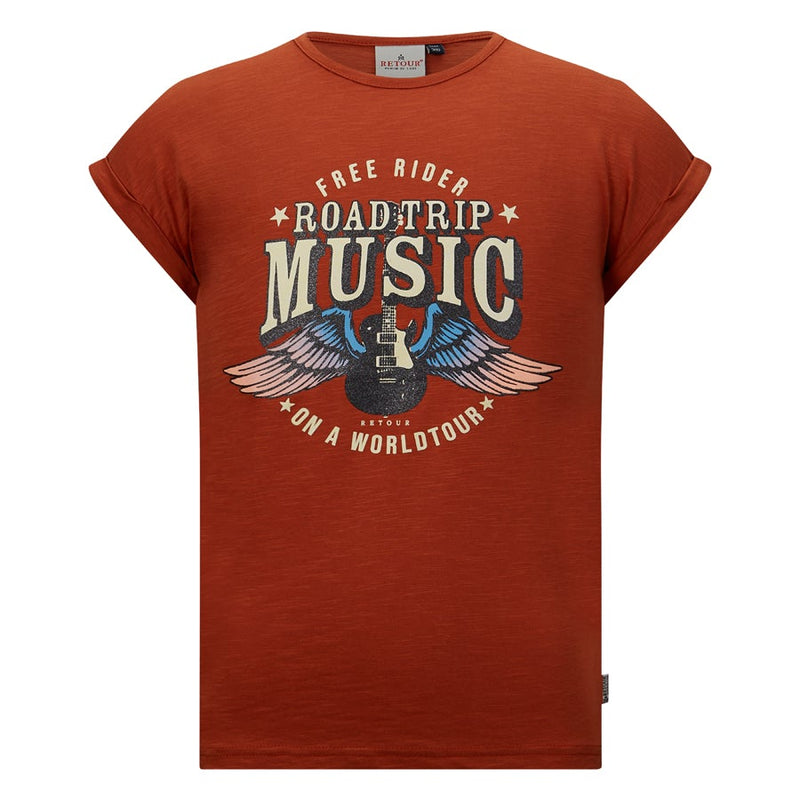 Meisjes T-Shirt Shala van Retour in de kleur Sienna in maat 170/176.