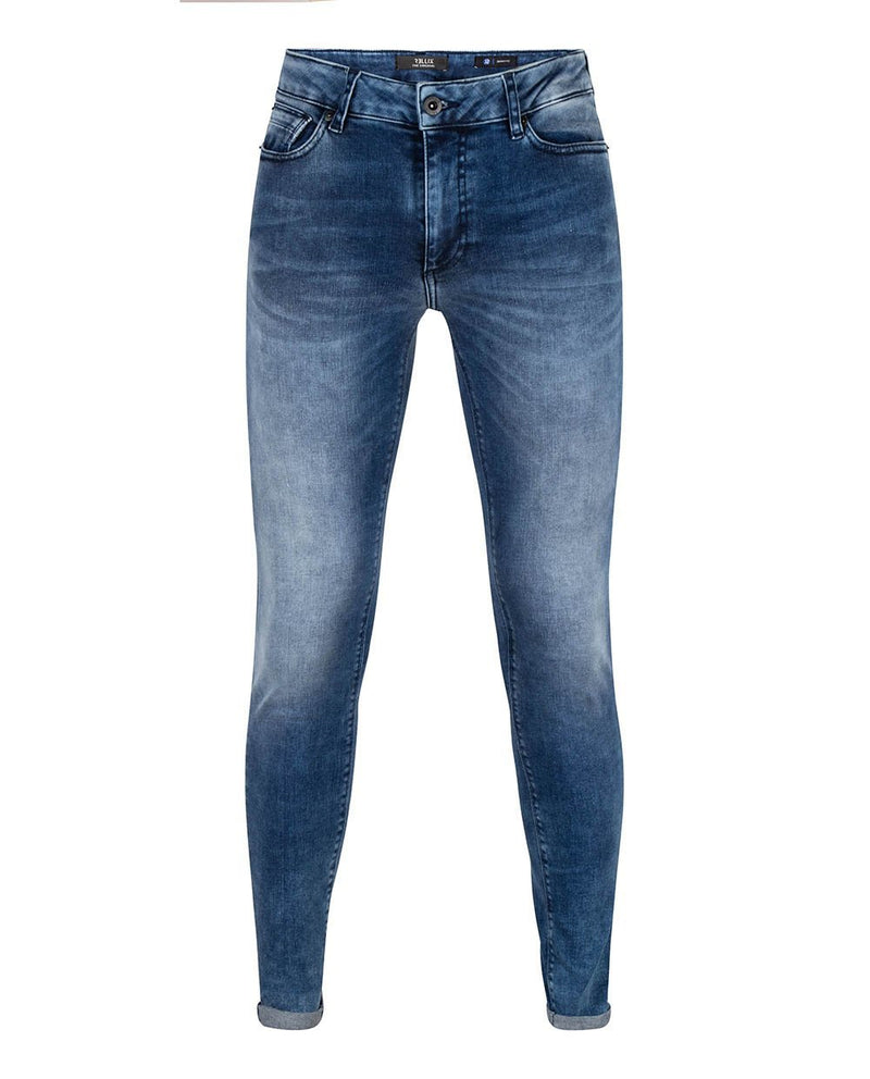 Jongens Jeans Xyan Skinny Used Medium Denim van Rellix in de kleur Used Medium Denim in maat 176.