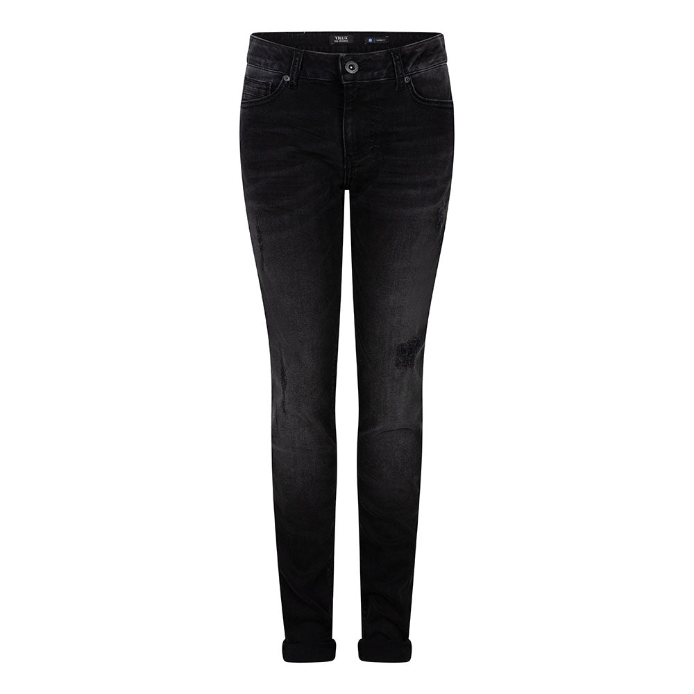 Jongens Jeans Dean Tapered Used Black Denim van Rellix in de kleur Used Black Denim in maat 188.
