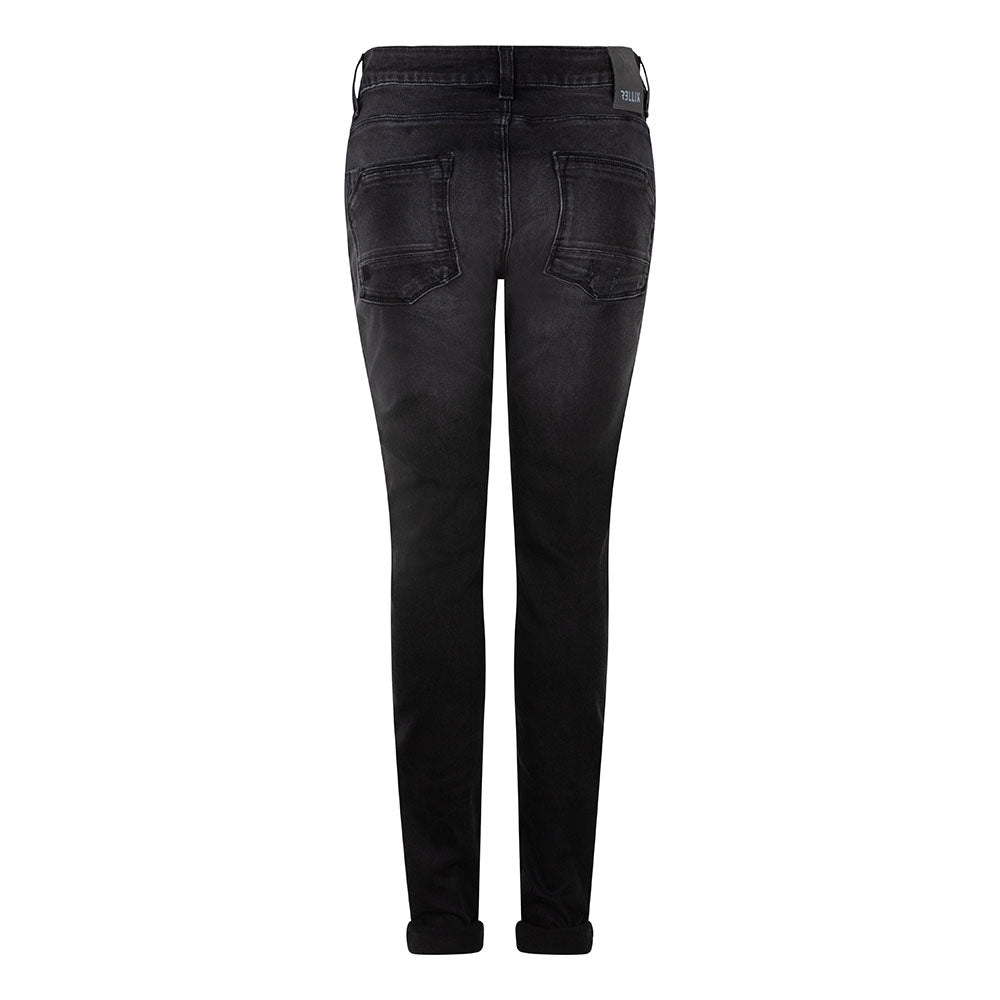 Jongens Jeans Dean Tapered Used Black Denim van Rellix in de kleur Used Black Denim in maat 188.