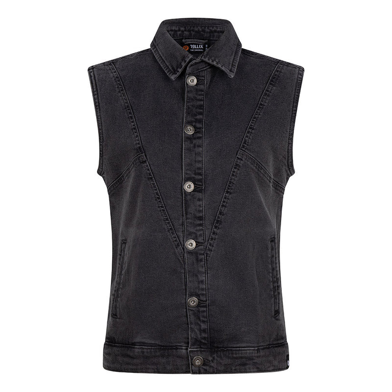 Meisjes Gilet van Rellix in de kleur Black Denim in maat 176.