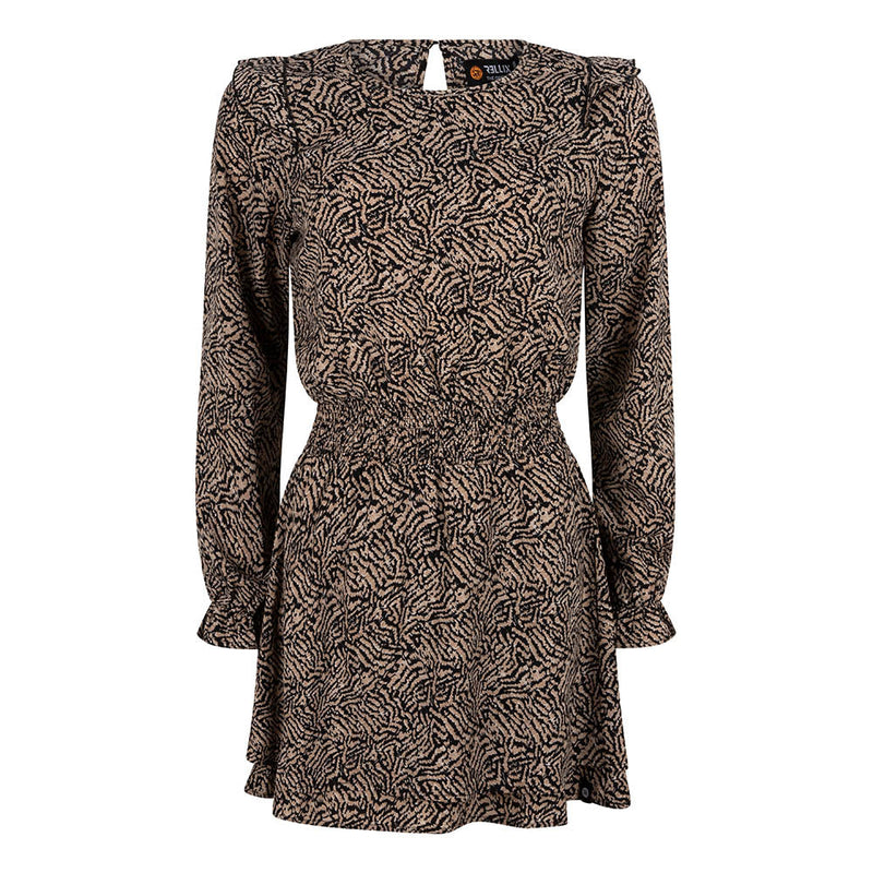 Meisjes Dress Rufffle Aop van Rellix in de kleur Black in maat 176.