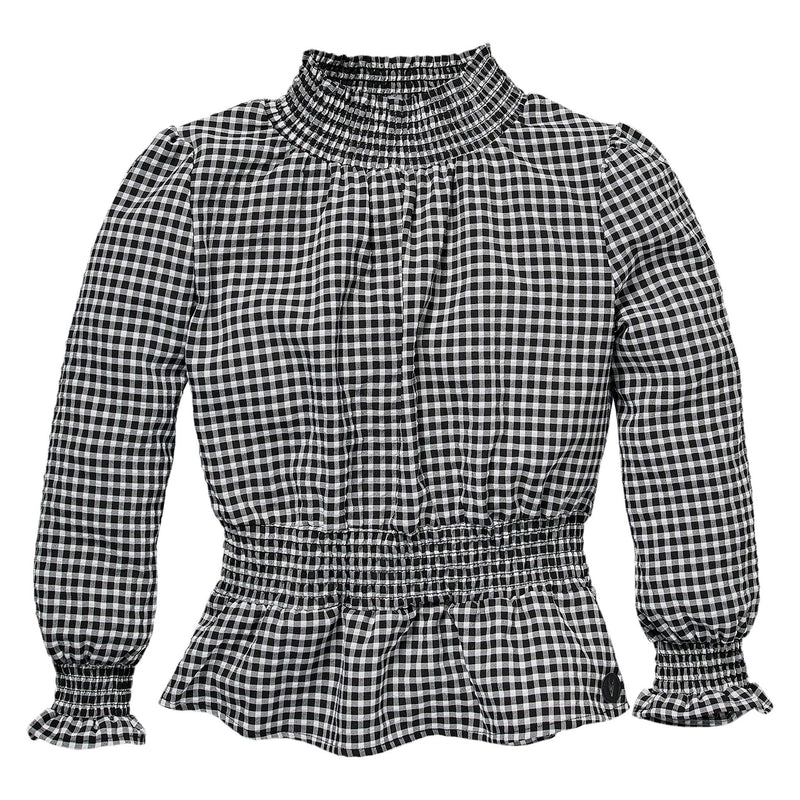 Meisjes Blouse ROBINE W212 van LEVV in de kleur Black white check in maat 176.