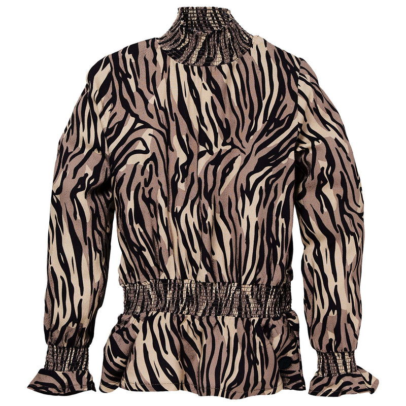 Meisjes Blouse RONA W211 van LEVV in de kleur AOP Sand Zebra in maat 176.