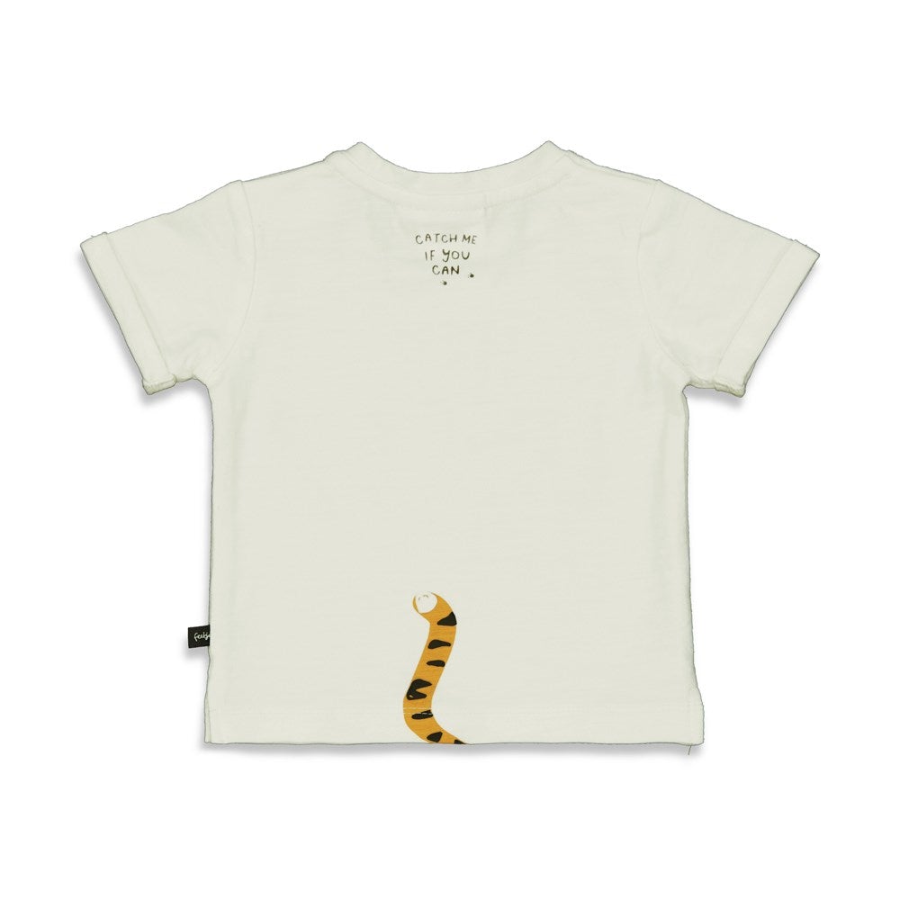 s T-shirt - Hey Tiger van Feetje in de kleur Offwhite in maat 86.