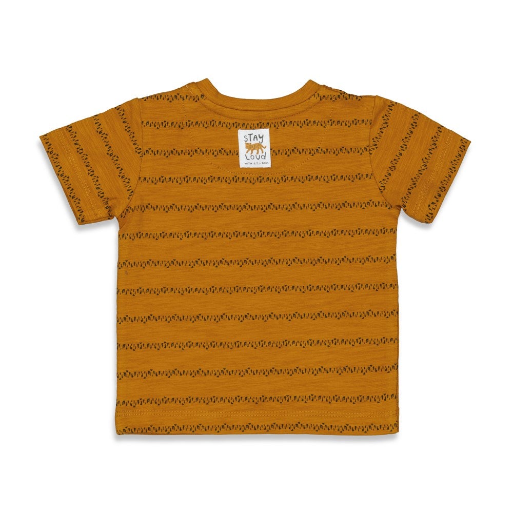 s T-shirt streep - Hey Tiger van Feetje in de kleur Camel in maat 86.