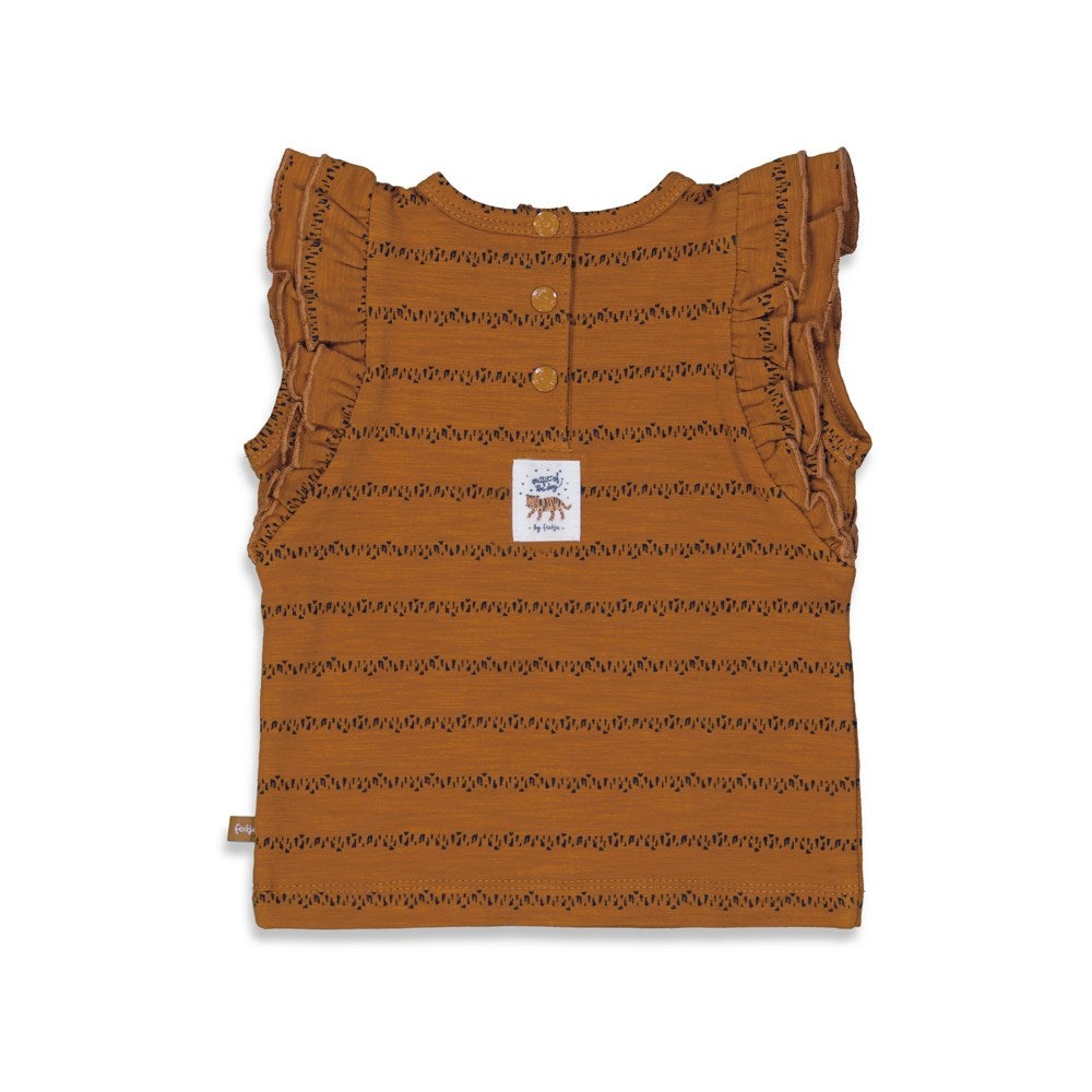 s T-shirt rusches - Tiger Love van Feetje in de kleur Camel in maat 86.
