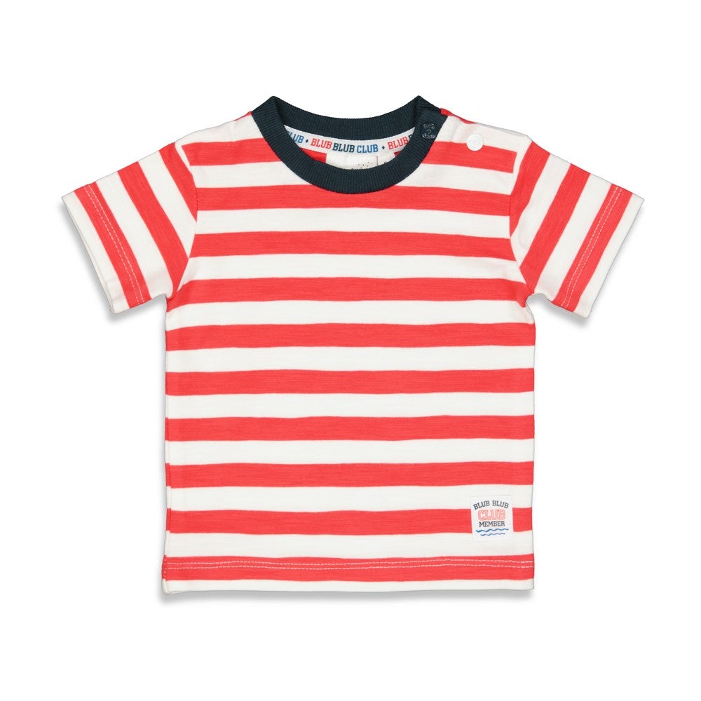 s T-shirt streep - Blub Club van Feetje in de kleur Rood in maat 86.