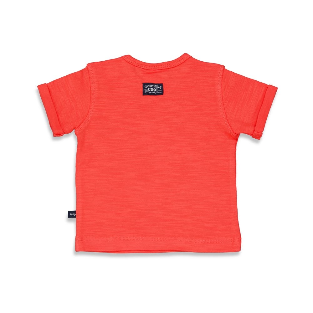 s T-shirt - Blub Club van Feetje in de kleur Rood in maat 86.