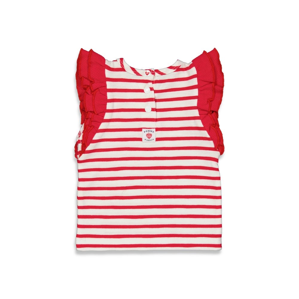 s T-shirt streep - Pomme D'Amour van Feetje in de kleur Rood in maat 86.