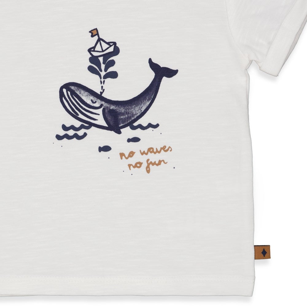 s T-shirt - No Waves, No Fun van Feetje in de kleur Wit in maat 86.