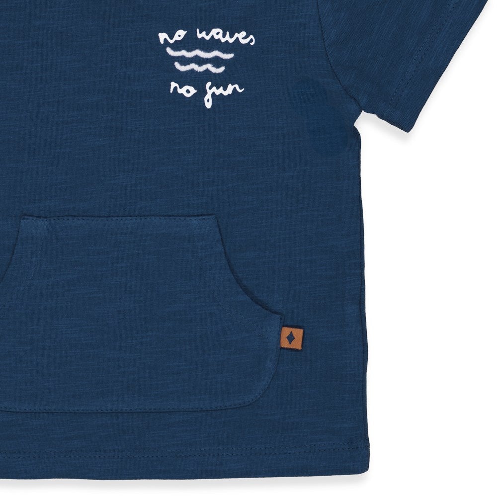 s T-shirt - No Waves, No Fun van Feetje in de kleur Indigo in maat 86.
