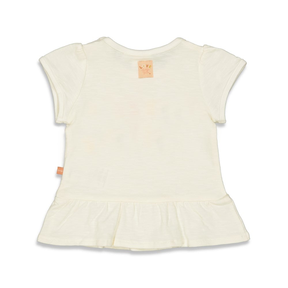 s T-shirt Spread Love - Have A Nice Daisy van Feetje in de kleur Offwhite in maat 86.