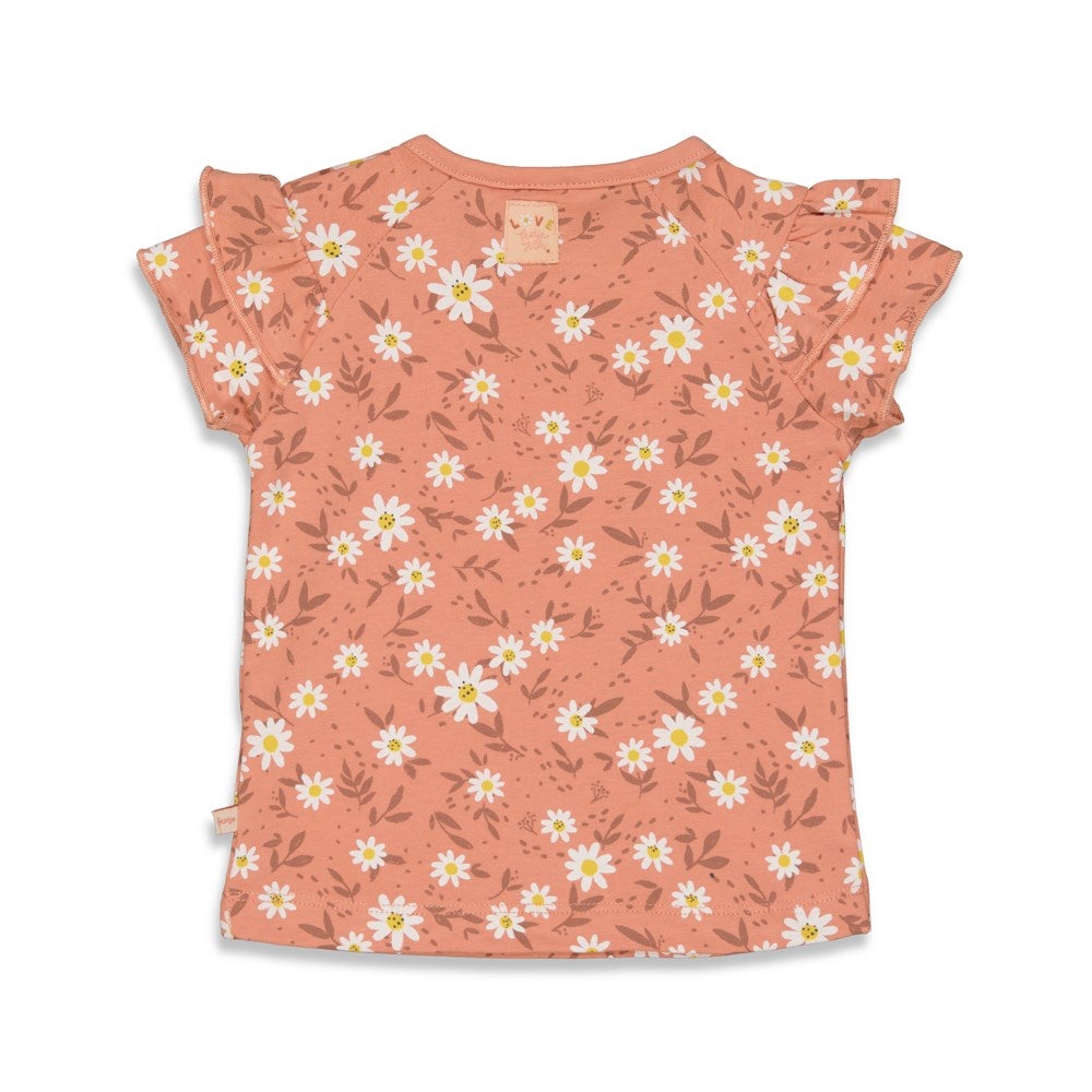 s T-shirt AOP - Have A Nice Daisy van Feetje in de kleur Terra Pink in maat 86.