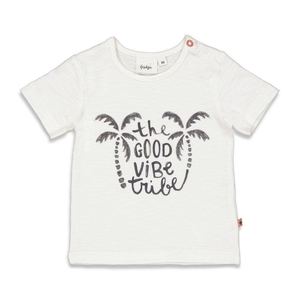 s T-shirt - Good Vibe Tribe van Feetje in de kleur Offwhite in maat 86.