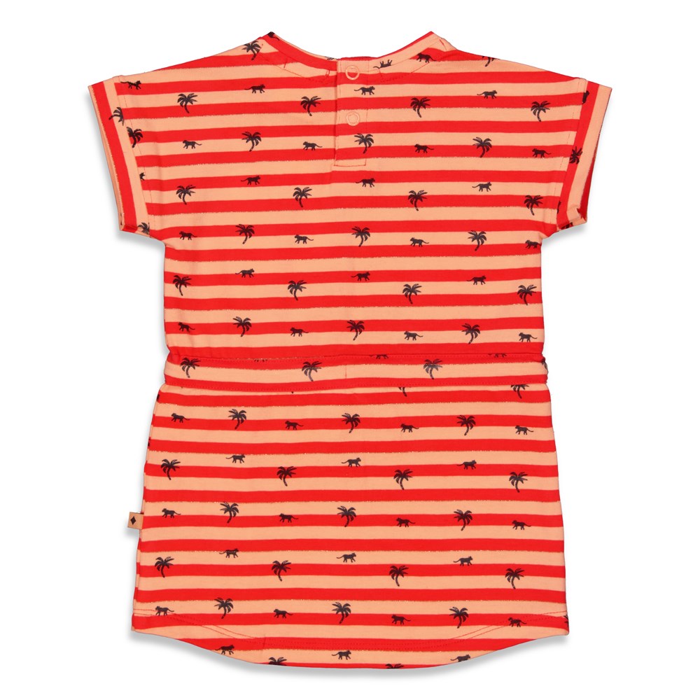 Feetje Dress stripe - Papaya Punch