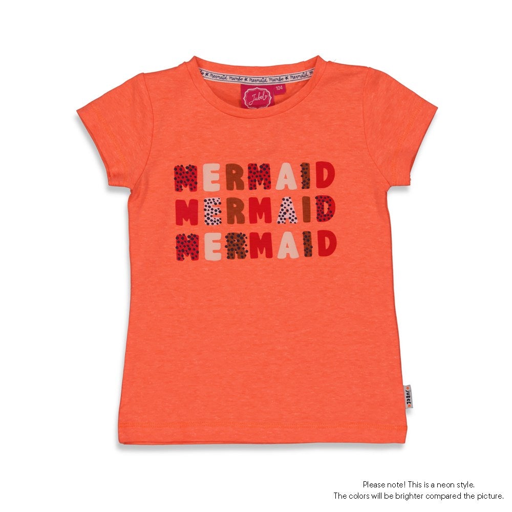 Meisjes T-shirt Mermaid - Mermaid Mambo van Jubel in de kleur Neon Koraal in maat 140.