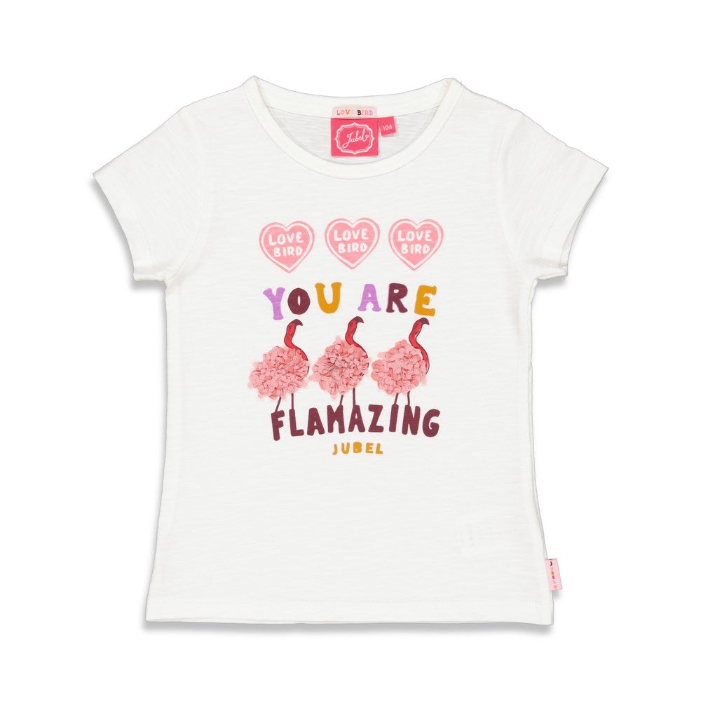 Meisjes T-shirt Flamazing - Birds Of Paradise van Jubel in de kleur Offwhite in maat 140.
