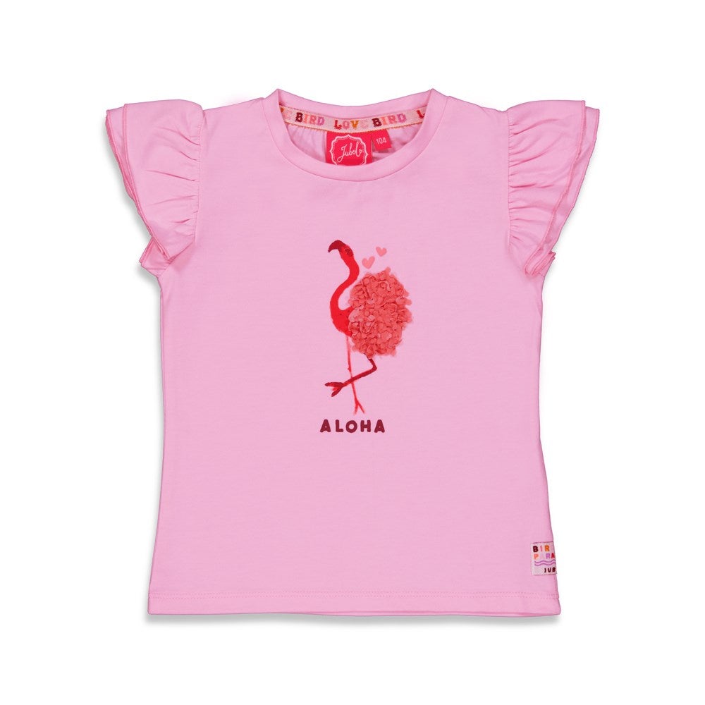 Meisjes T-shirt Aloha - Birds Oof Paradise van Jubel in de kleur l.Roze in maat 140.