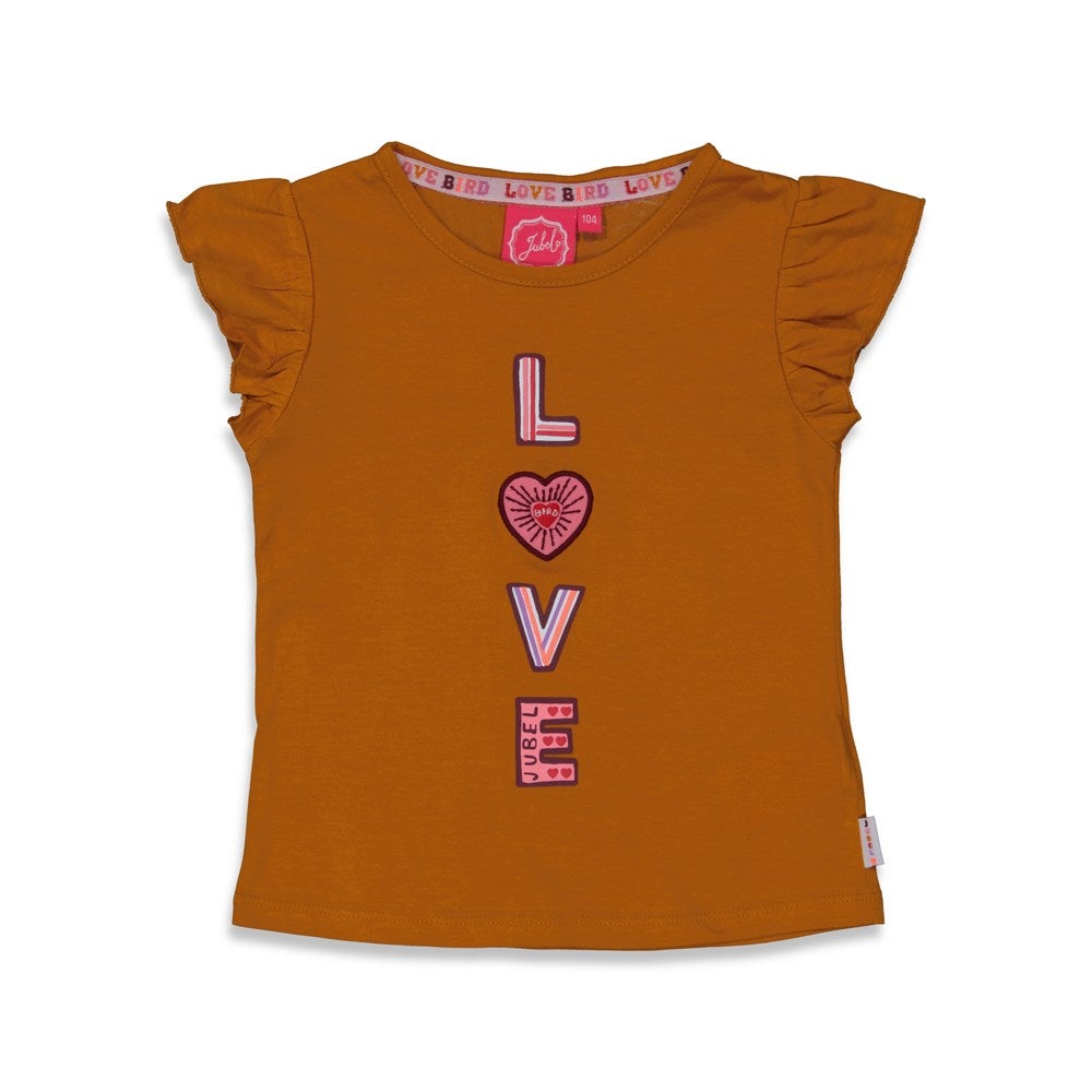 Meisjes T-shirt Love - Birds Of Paradise van Jubel in de kleur Okergeel in maat 140.