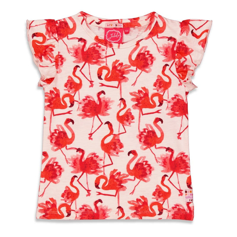 Meisjes T-shirt AOP - Birds Of Paradise van Jubel in de kleur Offwhite in maat 140.