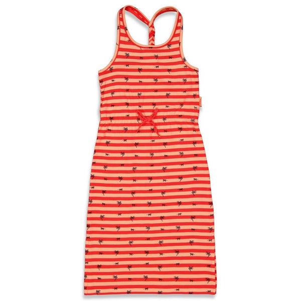 Meisjes Maxi jurk - Papaya Punch van Jubel in de kleur Rood in maat 140.
